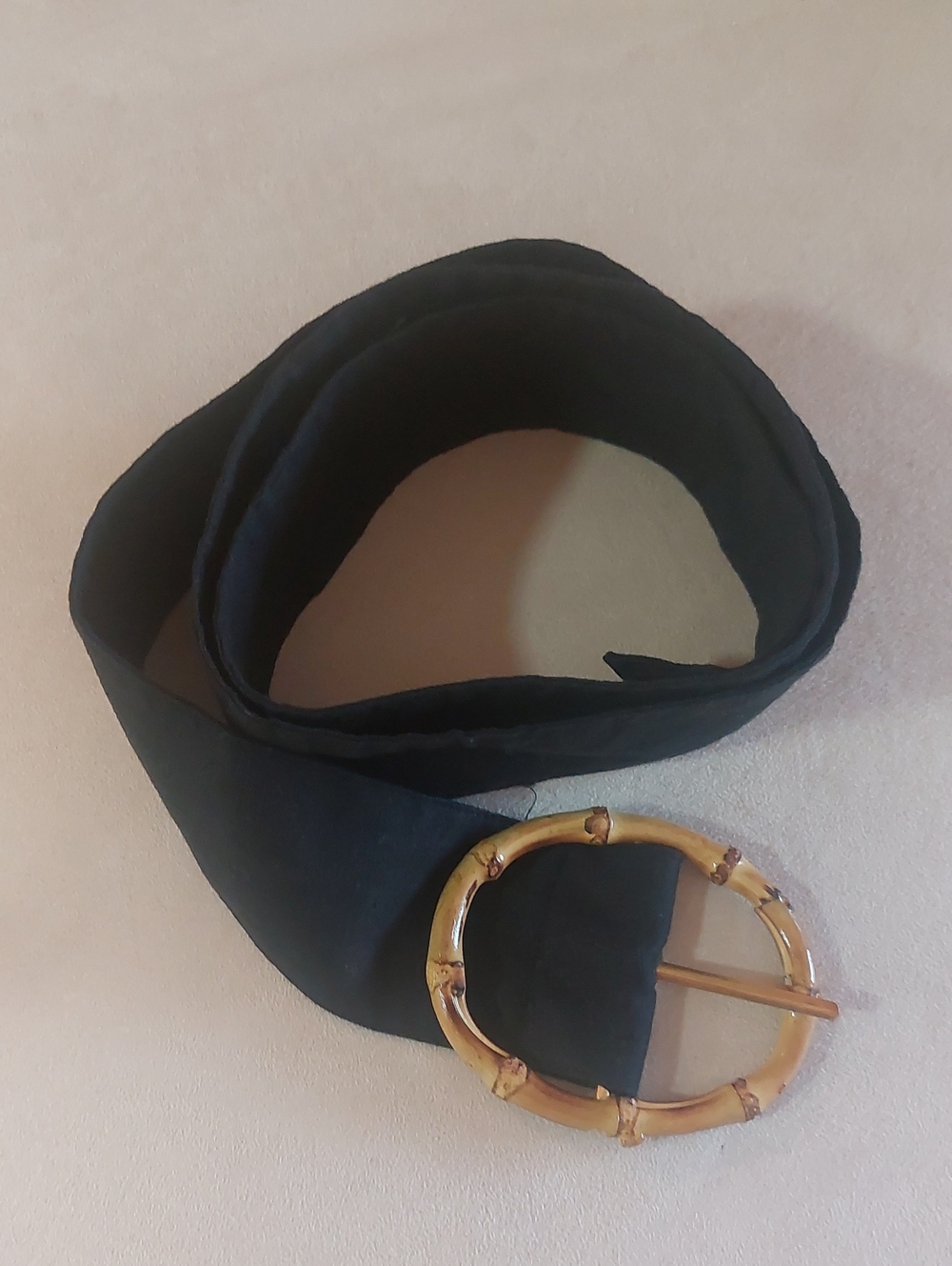 Black Cotton Belt with Bamboo-Style Round Buckle